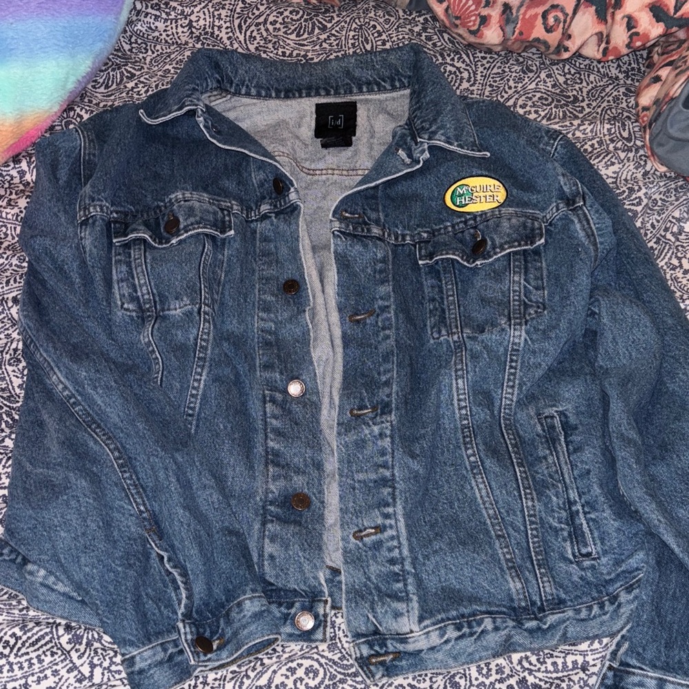 Faded Glory Blue Denim Jacket with Patch